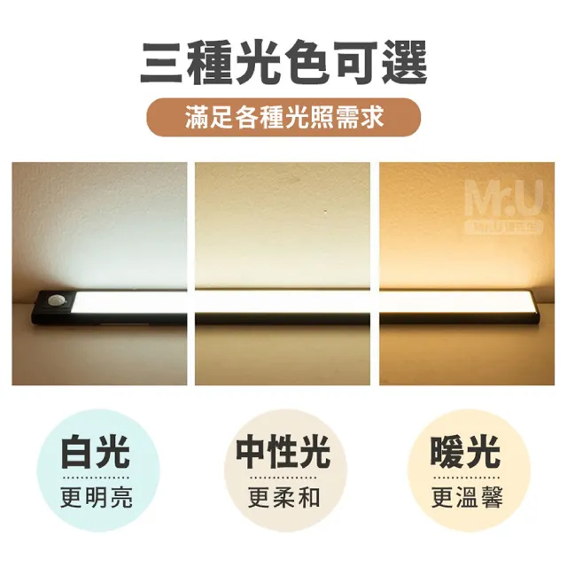 【Mr.U 優先生】Type-C 超薄 人體感應燈 20公分 智能磁吸 感應燈(小夜燈 LED燈 廚房燈 櫥櫃燈 燈條 檯燈)