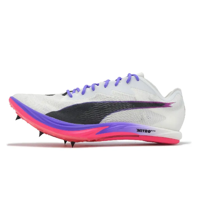【PUMA】田徑釘鞋 Long Distance Nitro Elite 3 男鞋 白 紫 可拆式鞋釘 長距離(312330-01)