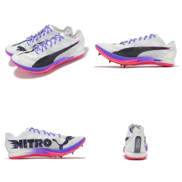 【PUMA】田徑釘鞋 Long Distance Nitro Elite 3 男鞋 白 紫 可拆式鞋釘 長距離(312330-01)