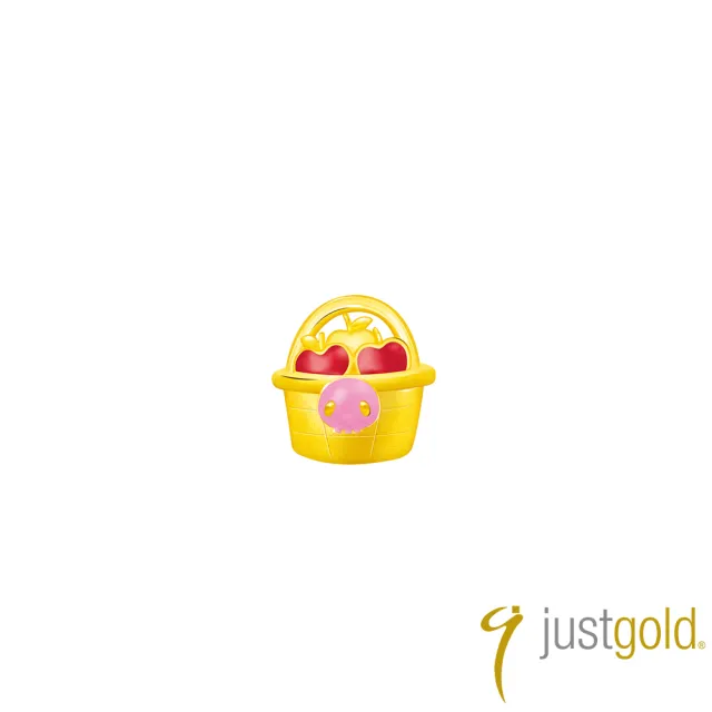【Just Gold 鎮金店】三麗鷗 酷洛米 Kuromi 復古野餐趣-水果籃 黃金單耳耳環