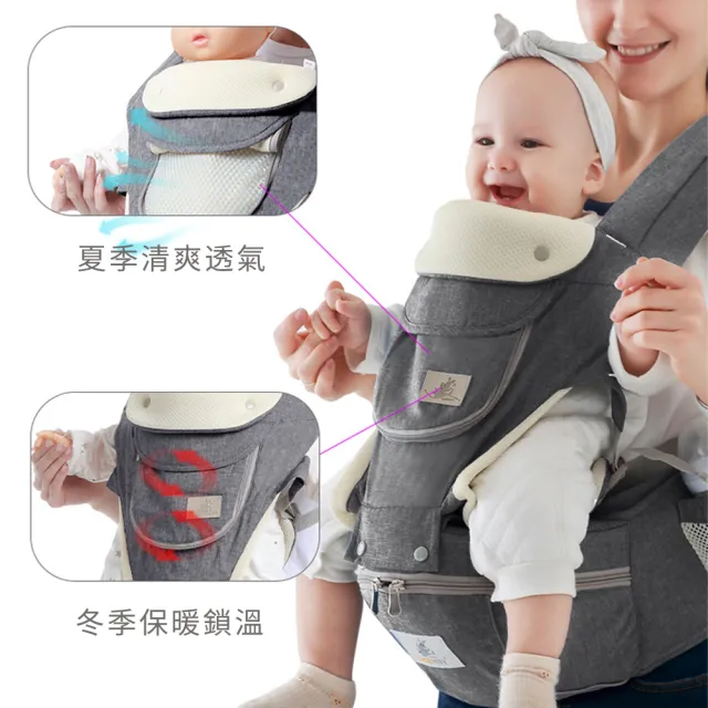 【Gabesy】多背法配防風帽 三合一透氣耐磨嬰兒揹帶 加寬肩帶防滑減震腰凳 嬰兒背帶/嬰兒背巾/新生兒揹巾