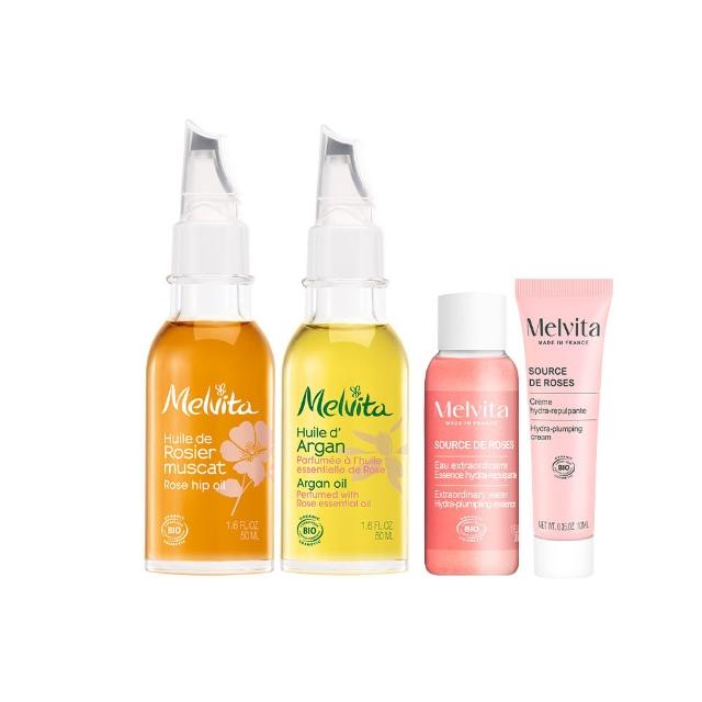【Melvita 蜜葳特】人氣堅果玫瑰果油加贈組(玫瑰果油50ml+玫瑰摩洛哥堅果油50ml)