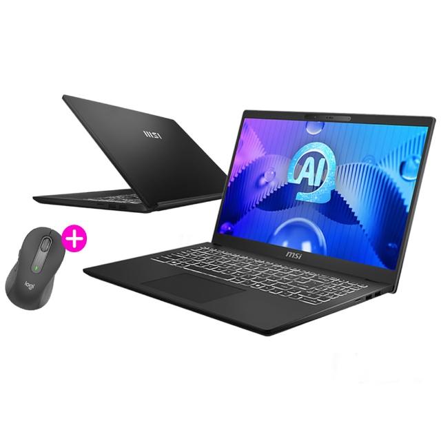 羅技滑鼠★【MSI 微星】15.6吋Ultra 5 135H AI輕薄效能筆電(Modern 15 H AI/16G/512G SSD/W11/C1MOG-213TW)