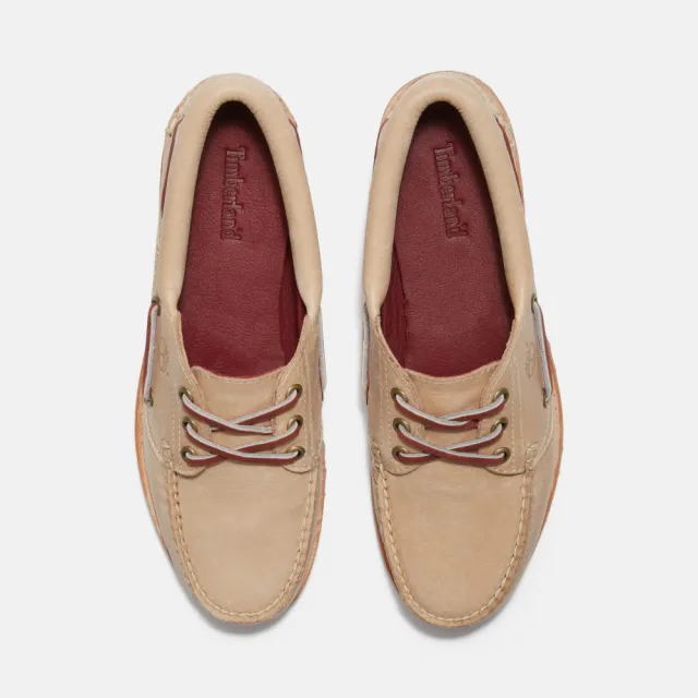 【Timberland】女款淺米色三孔休閒帆船鞋(A2GNVEN2)
