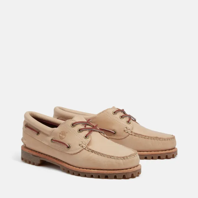 【Timberland】女款淺米色三孔休閒帆船鞋(A2GNVEN2)