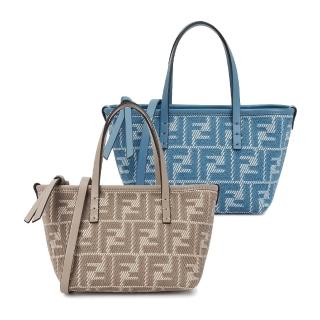 【FENDI 芬迪】Roll 刺繡牛仔布迷你托特包(任選)