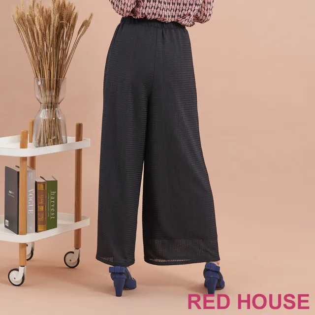 【RED HOUSE 蕾赫斯】都會細格紋路寬褲(黑色)