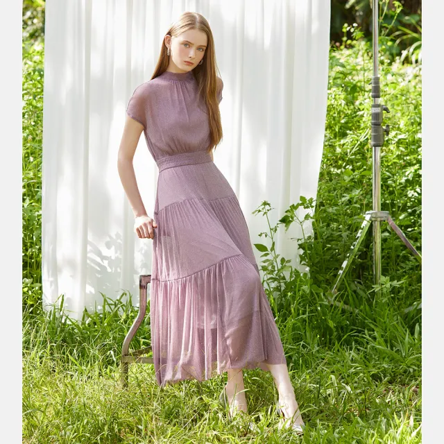 【IENA】亮晶晶透膚散擺洋裝(#5234002 透膚洋裝 紫色/灰色)