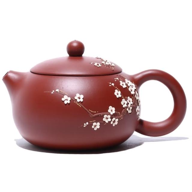 名家大紅袍梅花西施壺-250ml(紫砂壺 雕花壺 泡茶壺 功夫茶壺 茶具)