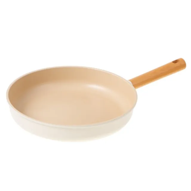 【炊尚宮】韓國製 IH溫馨奶白平底鍋具組 平底鍋28cm+深型平底鍋28cm(IH平底鍋/奶白陶瓷鍋/韓國製平底鍋)