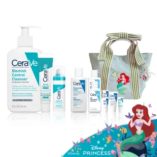 【CeraVe 適樂膚】momo獨家 迪士尼公主系列★淨痘煥膚禮盒(白泥潔面露+A醇精華+多重酸精華)