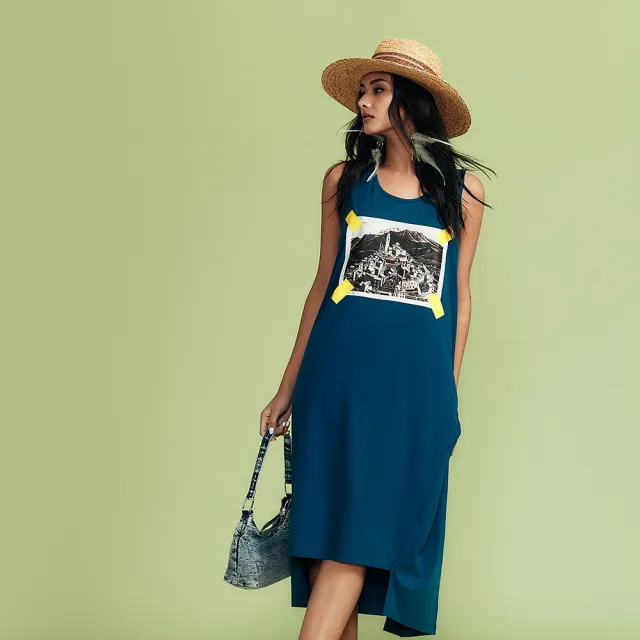 【ICHE 衣哲】Cop.Copine 法國原裝進口照印花不規則連身洋裝