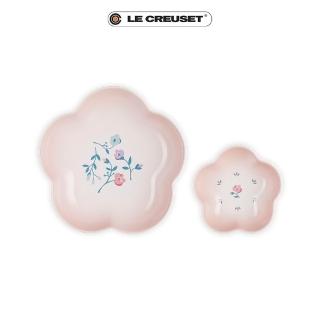 【Le Creuset】南法花語瓷器花型盤2入 -小12cm+中20cm(貝殼粉/蛋白霜 2色選1)