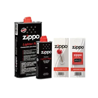 【Zippo官方直營】豪華耗材組-133ml專用油+355ml專用油+打火石+棉蕊(美國防風打火機)