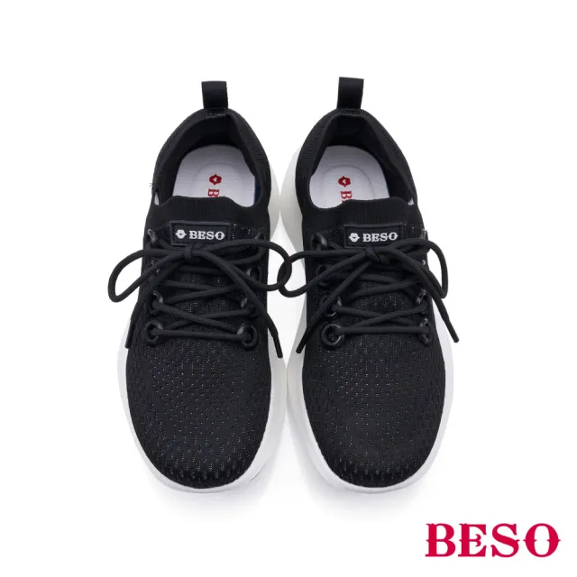 【A.S.O 阿瘦集團】BESO LITE WALK系列-晴雨時光飛織透氣耐水休閒鞋(女鞋_黑色)