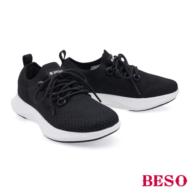 【A.S.O 阿瘦集團】BESO LITE WALK系列-晴雨時光飛織透氣耐水休閒鞋(女鞋_黑色)