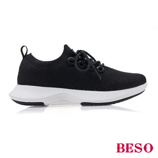 【A.S.O 阿瘦集團】BESO LITE WALK系列-晴雨時光飛織透氣耐水休閒鞋(女鞋_黑色)