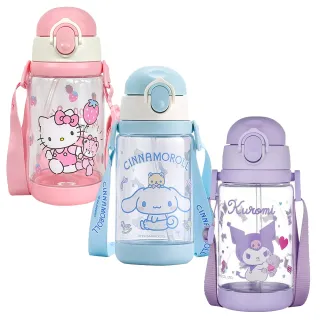 【優貝選】凱蒂貓 HELLO KITTY 兒童 吸管式/直飲式 兩用背帶水壺(平輸品)