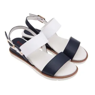 【A.S.O 阿瘦集團】BESO 芯軟Q系列-柔軟羊皮跳色拼接燙鑽楔型涼鞋(女鞋_藍色)