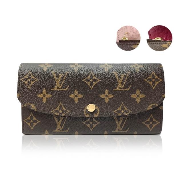 LV LOUIS VUITTON路易威登 M60697 Emilie 系列經典 Monogram 釦式長夾