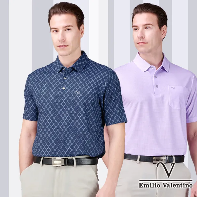 【Emilio Valentino 范倫鐵諾】男POLO衫 短袖POLO衫 休閒POLO衫 口袋上衣 印花 涼爽 polo衫 MIT(多款選)