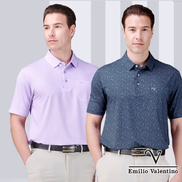 【Emilio Valentino 范倫鐵諾】男POLO衫 短袖POLO衫 休閒POLO衫 口袋上衣 印花 涼爽 polo衫 MIT(多款選)