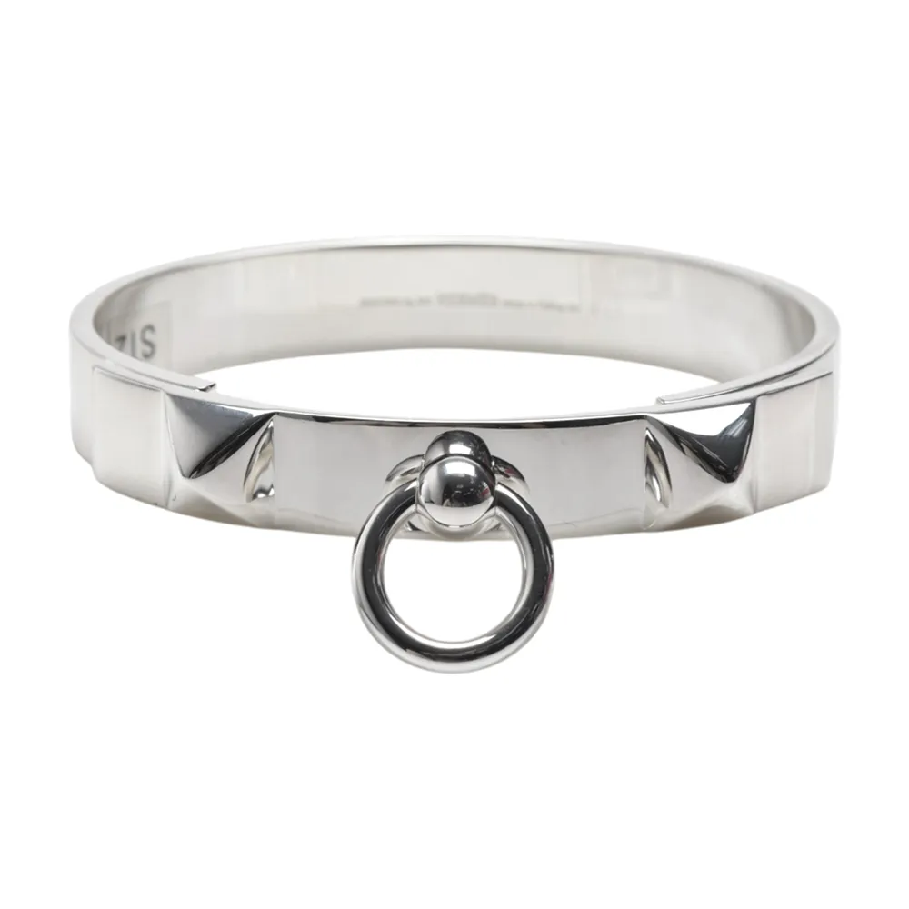 【Hermes 愛馬仕】經典Collier de Chien系列925純銀手環(銀色H115424B-ARG)