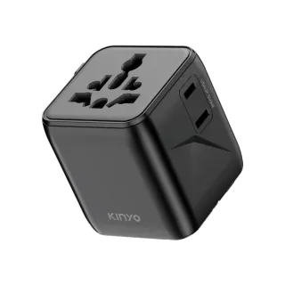 【KINYO】迷你國際電壓旅行萬國轉接頭 雙AC插座萬用旅行轉接頭 多國轉換插頭(交換禮物 聖誕節)