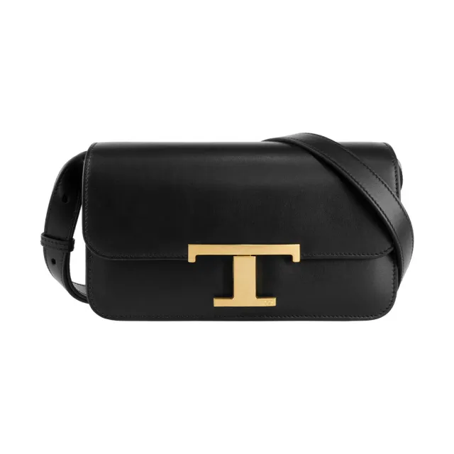 【TOD’S】T Timeless 光滑小牛皮翻蓋長型二用包(黑色)