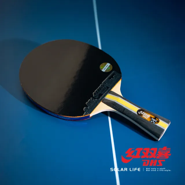 【紅雙喜DHS】三星級桌球拍H3002 PF4雙面膠皮/贈球拍套+6球(乒乓球拍 橫拍 膠皮球拍 負手板)