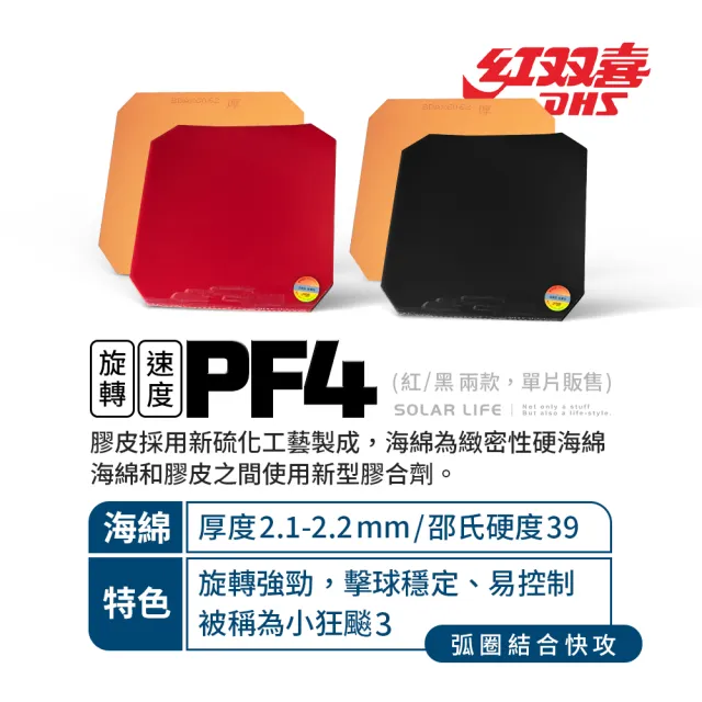 【紅雙喜DHS】桌球拍膠皮-PF4(桌球膠皮 桌球拍套膠 乒乓球膠皮 球拍反膠 黏性套膠)