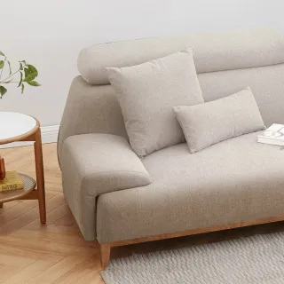 【hoi! 好好生活】預購60天★YW有伴可調頭枕多功能儲物L型三人座布沙發2.8M(左L型) 砂礫白 S0158