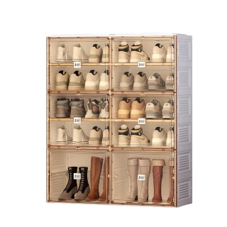 【hoi! 好好生活】ANTBOX 螞蟻盒子免安裝折疊式鞋櫃10格底層可放靴