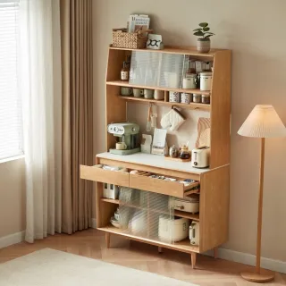 【hoi! 好好生活】Linsy北歐原木風云倉岩板餐邊高櫃1.2M