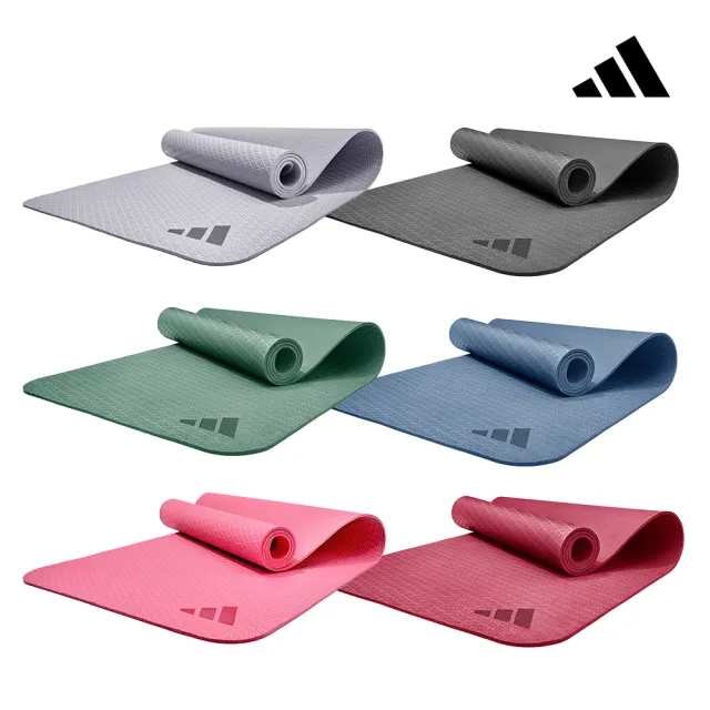 【adidas 愛迪達】環保壓紋瑜珈墊-6mm(附背帶 多色可選 健身墊 運動墊)