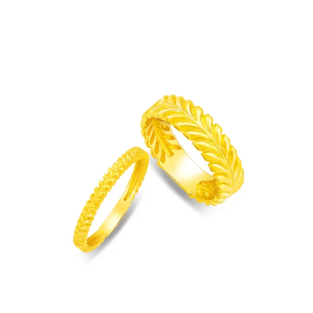 【Just Gold 鎮金店】良緣．穗語-窄 黃金戒指(對戒)
