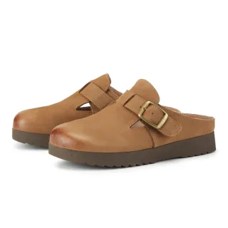 【CHOiCE】復古磨砂牛皮平底穆勒拖鞋(棕色)