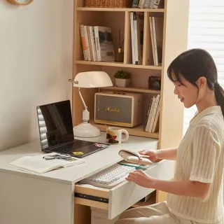 【hoi! 好好生活】Linsy簡約雙色書架書桌1.2M 原木+灰 OV2V