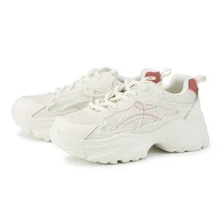 【CHOiCE】網布貼皮拼接綁帶厚底休閒鞋(白色)