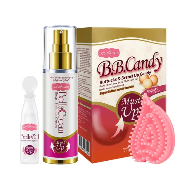 【IvyMaison】美胸補UP新客首選(豐盈糖BB CANDY+活絡刷+美胸精油2.5+美胸活膚霜30ml)