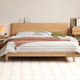 【hoi! 好好生活】預購60天★YW菁華橡木實木斜靠低鋪床板單人加大床架106x190 原木色