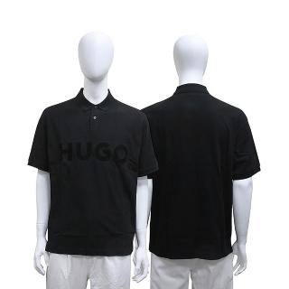 【BOSS】HUGO BOSS字母LOGO設計OVERSIZE純棉短袖POLO衫(男款/黑)
