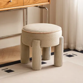 【hoi! 好好生活】林氏木業北歐簡約燈心絨小象坐凳 B110 亞麻色