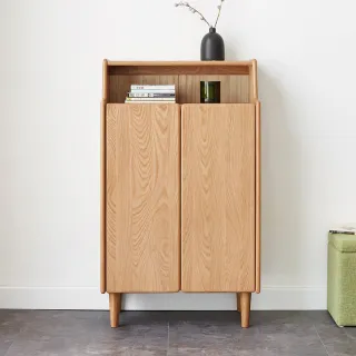 【hoi! 好好生活】源氏木語柏林橡木雙門0.65M實木鞋櫃 Y83L03-原木色