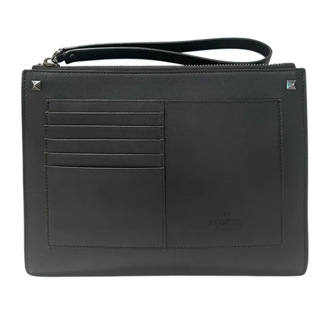【Emilio Valentino 范倫鐵諾】牛皮手拿收納包 展示品(黑色)