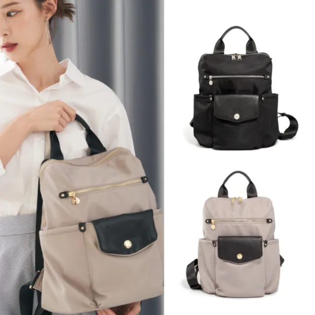 【PEPPER’S】交換禮物 PEGASUS 尼龍袋鼠子母後背包 - 米卡其/簡約黑(後背包 尼龍 女包)