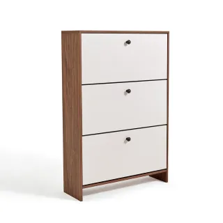 【hoi! 好好生活】Linsy美式現代小戶型玄關翻板收納鞋櫃0.8M 深胡桃色 JJ1N