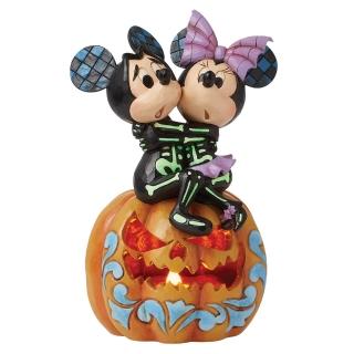 【Enesco】精品雕塑 Disney 迪士尼 米奇和米妮骷髏南瓜上居家擺飾