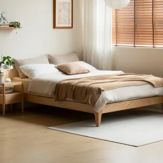 【hoi! 好好生活】源氏木語西雅圖橡木原木色雙人加大180x190床架 Y90B49
