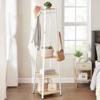 【hoi! 好好生活】VASAGLE 工業風樹狀方柱型衣帽架-典雅白 LCR080W09(租屋族/DIY家具)